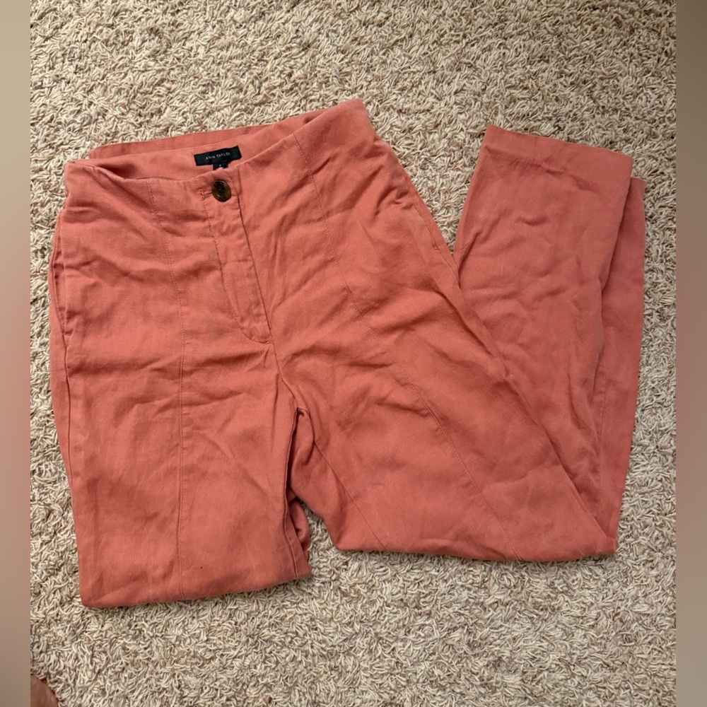 Ann Taylor Terracotta Linen Trousers